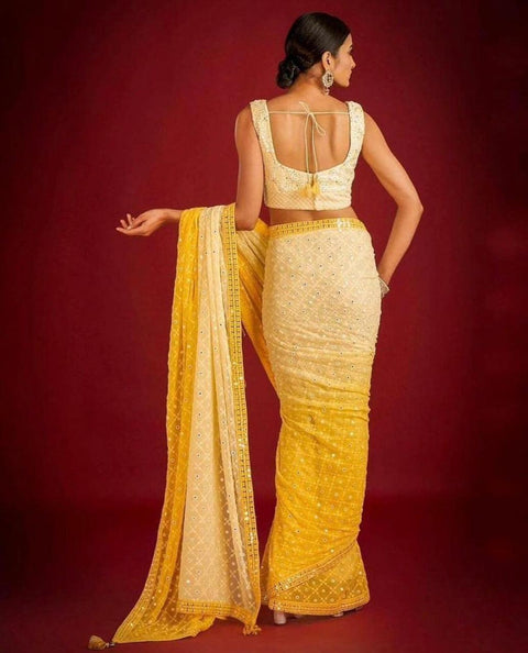 New Premium Beautiful Embroidery Work Saree