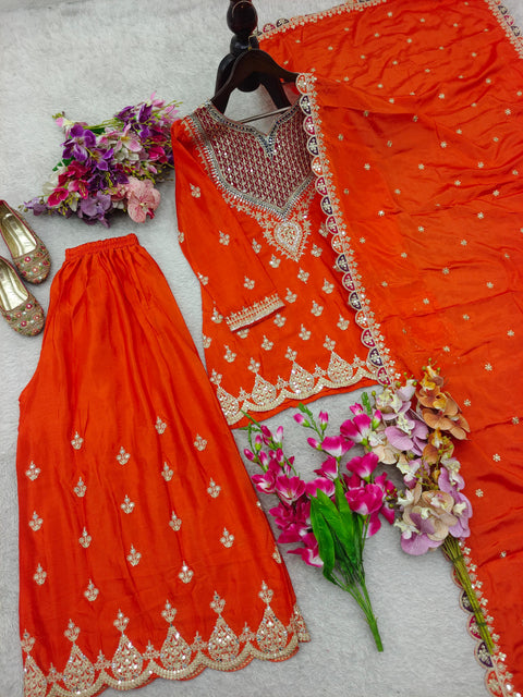 New Designer Party Sharara Suit & Dupatta Set