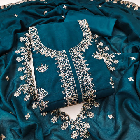 New BEST QUALITY VICHITRA SILK EMBRUDERY WORK Dress