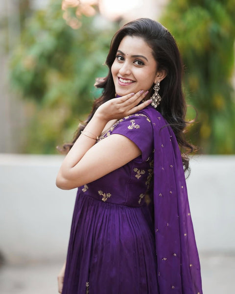 New Presents Royal Purple colorelegance with Kediya style Chinon Silk Sharara set