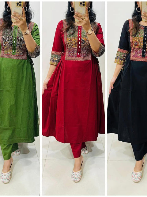 New premium cotton febricDesigner heavy kurti plazzo set