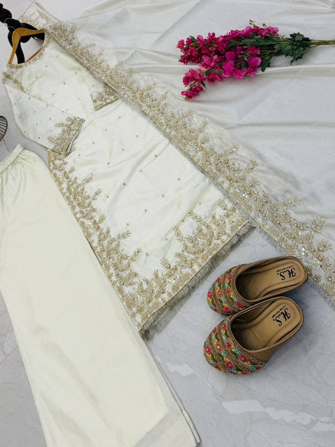 New Designer Party Top Pallazo & Dupatta Set