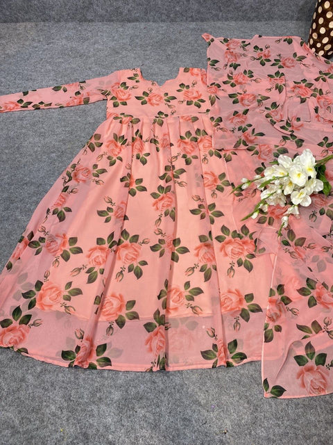 New Premium Printed Attractive Party Wear Georgette Gown
