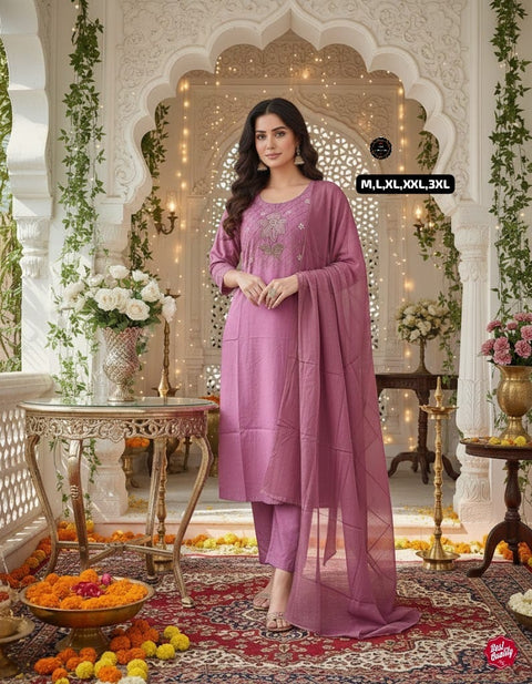 New kurta set with Cotton Pant & Malmal Dupatta with tier pattern