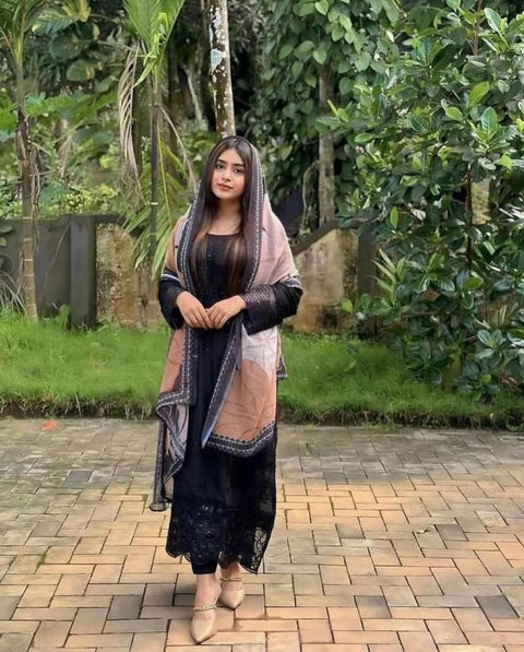 New Pakistani Desing Heavy Rayon Cotton With Sequence Embroidery Work Dress