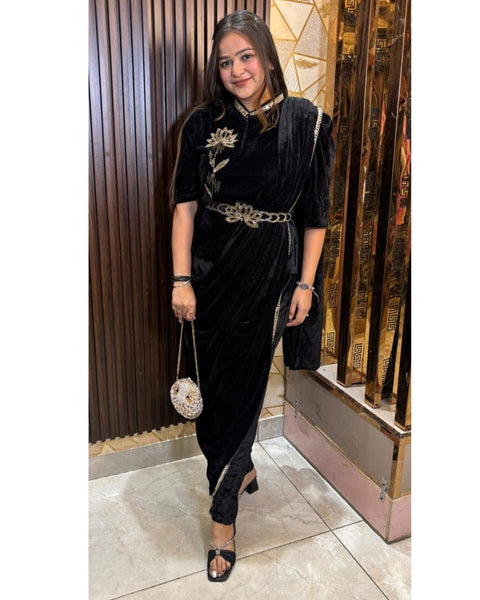 NEW SUPERHIT TRENDING 3 PCS INDO-WESTERN SAREE