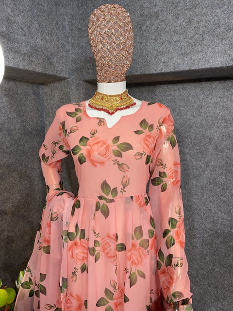 New Premium Printed Attractive Party Wear Georgette Gown
