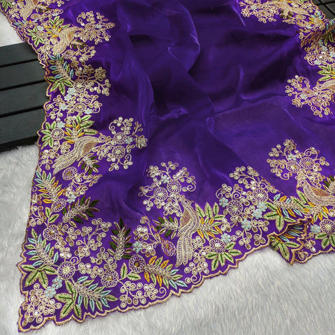 NEW ZIMMY CHU DESIGNER HEAVY EMBRODERY WORK SAREE