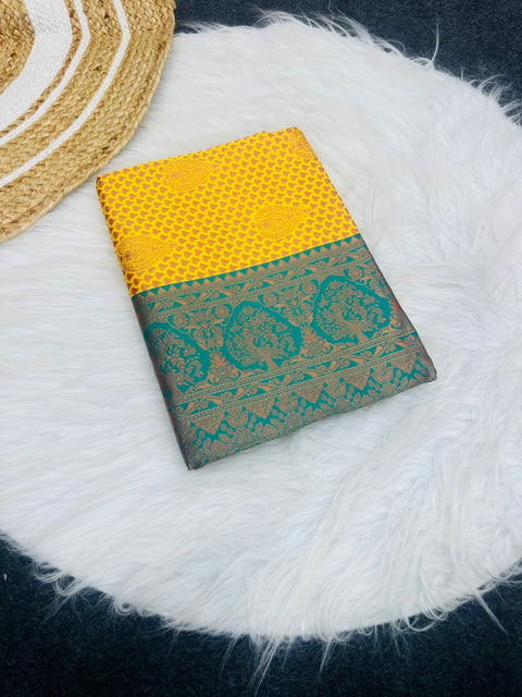 New Beautiful Art Silk Jacquard Border Saree With Unstitched Running Blouse For Women Wedding Wear Party