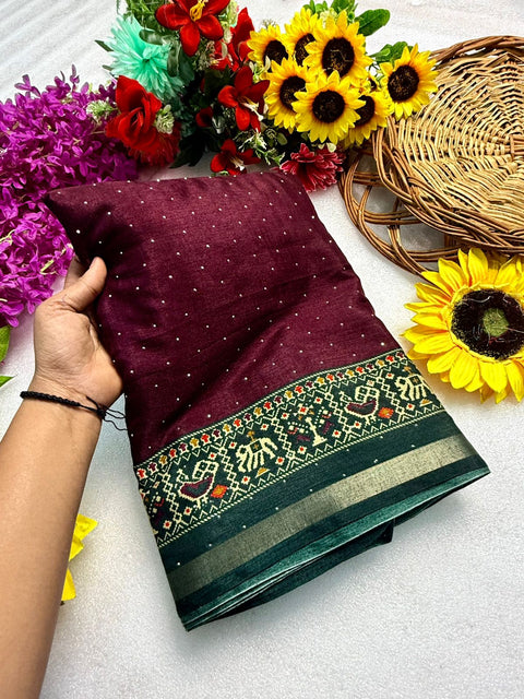 New Premium leriya with patola nd bandhani Original ekkat saree