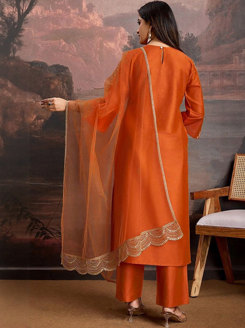 New Orange DastoorKurta Pent Dupatta Set
