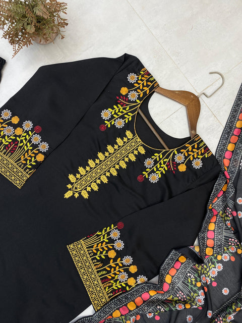 New DESIGNER WEAR EXCLUSIVE EMBROIDERED TOP WITH PLAZZO