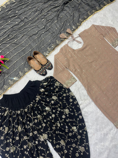 New Designer Party Wear Look Top ,Dhoti Salwar and Dupatta