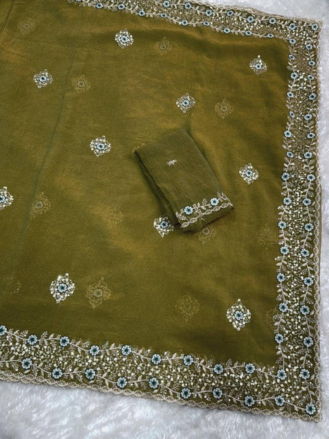 New pure, radiance with this breathtaking designer saree