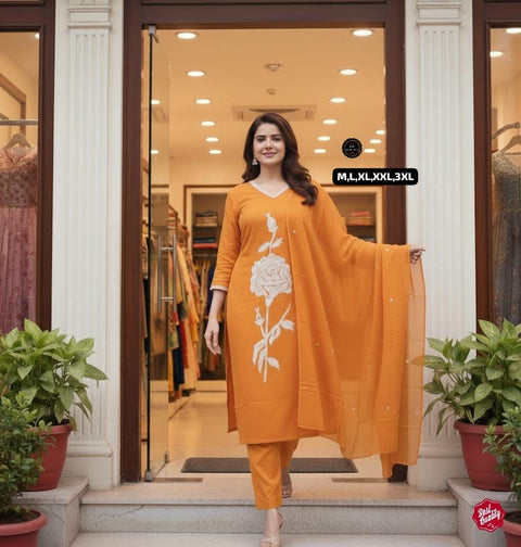 New kurta set with Cotton Pant & Malmal Dupatta with tier pattern