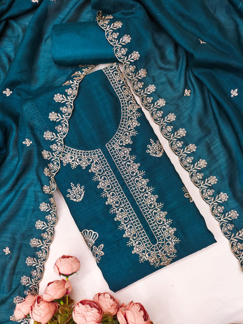 New BEST QUALITY VICHITRA SILK EMBRUDERY WORK Dress