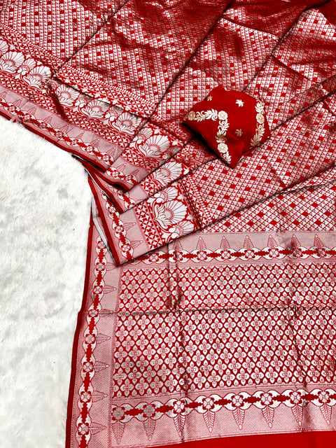 New Pure Litchi Silk Saree With Running Contrast Blouse With extra Matching Blouse