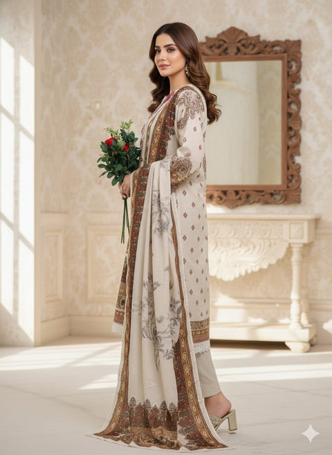 New Launching Exclusively  Festive & Party Wear Heavy Muslim Cotton With Heavy Digital Print With Mirror Handwork Top-Bottom And Dupatta Set