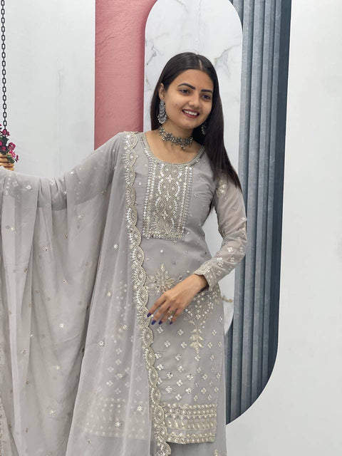 New Designer Party Wear Top Plazzo & Dupatta Set