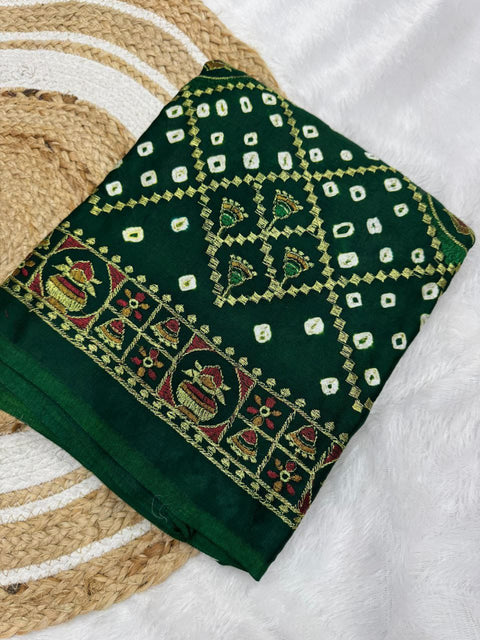 New  Silk Original Bandhani With Gota Embroidery Saree