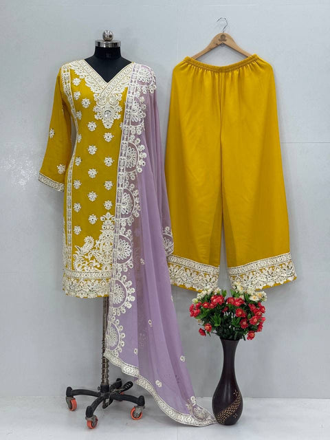 New HEAVY FUAX GEORGEET EMBROIDERY SEQUENCES DESIGNER PARTY WEAR SUIT