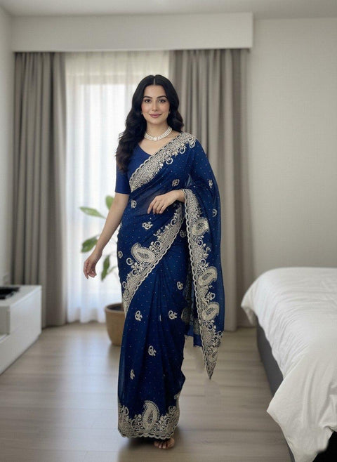 New Launch Party Wear Soft  Fendy Satin silk Saree