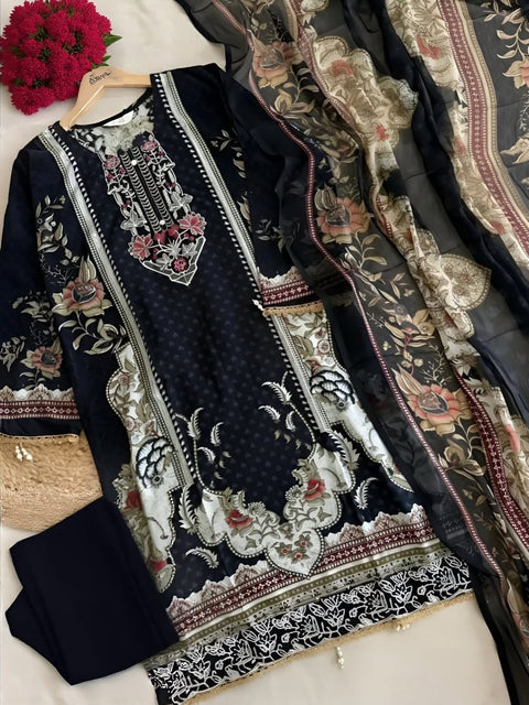 New Premium pure cotton with heavy patch work pakishtani Suits
