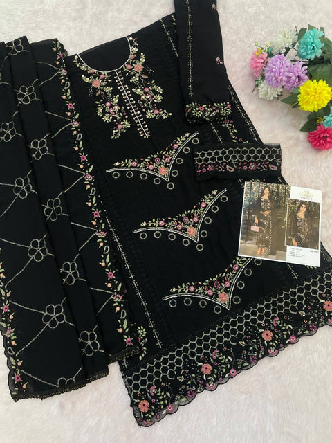 New Heavy Fox Georgette Multi Thread & Jari  With
Sequence Embroidery Stitch  Khatli Work Dress