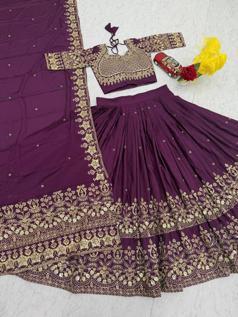 New Festival Heavy Embroidery Thread & Sequence Work Lehenga Chol