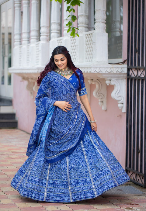 New Premium Printed With Gota Patti and Tassels Work Bandhani Lehenga choli