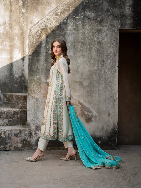 New  Designer Party Wear Look Pur Gmy Silk Top Plazzo & Dupatta Set
