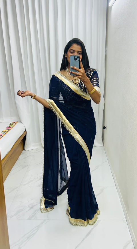 New Premium LaunchOriginal Hand Charkhi Gotta PattiSaree