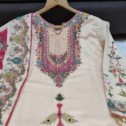 New Premium Muslin  Embroidered Suit Set