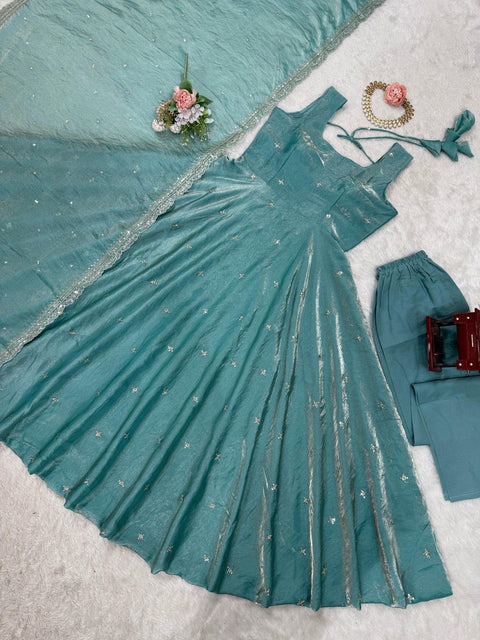 New Premium Micro thread  with sequence Fandy Silk Dress