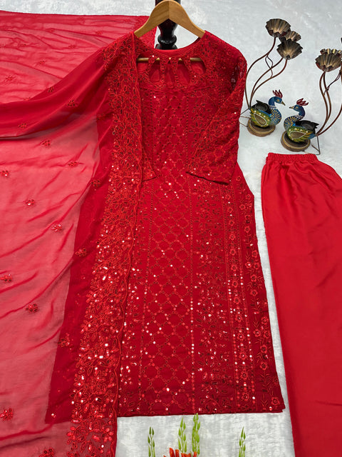 NEW DeSIGNER PARTY WEAR TOP AND PANT. WITH FANCY DUPPATA