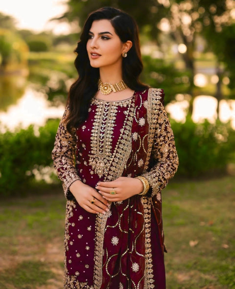 New Designer Party Wear Look Top-Plazzo and Dupatta With Heavy Embroidery Work