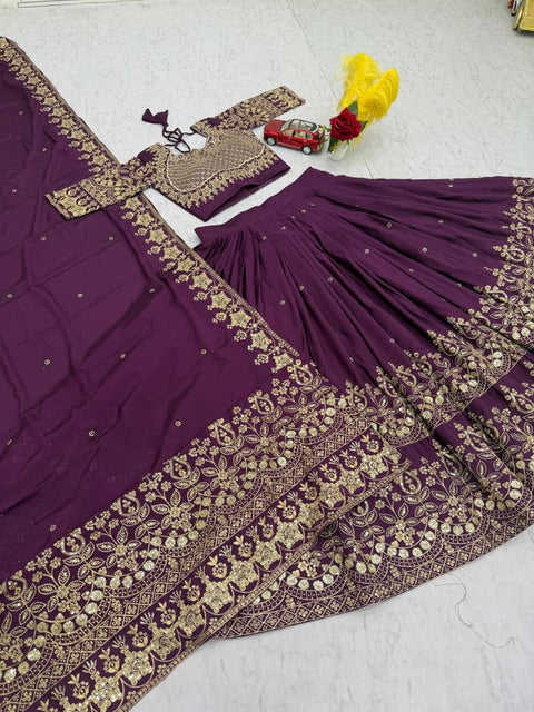 New Festival Heavy Embroidery Thread & Sequence Work Lehenga Chol
