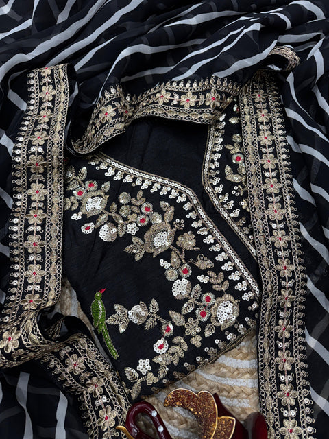 New Premium Beautiful leriya print with lace border work saree