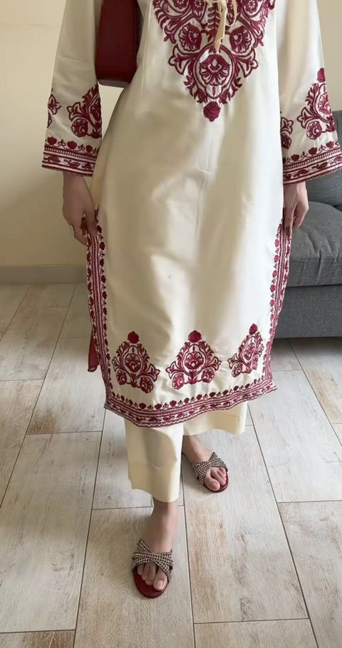 New Festival Heavy Embroidery with Thread   kurti pant Dupatta