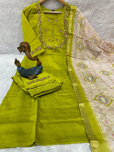 New Multi Embroidery Thread With Hand Work Kurti