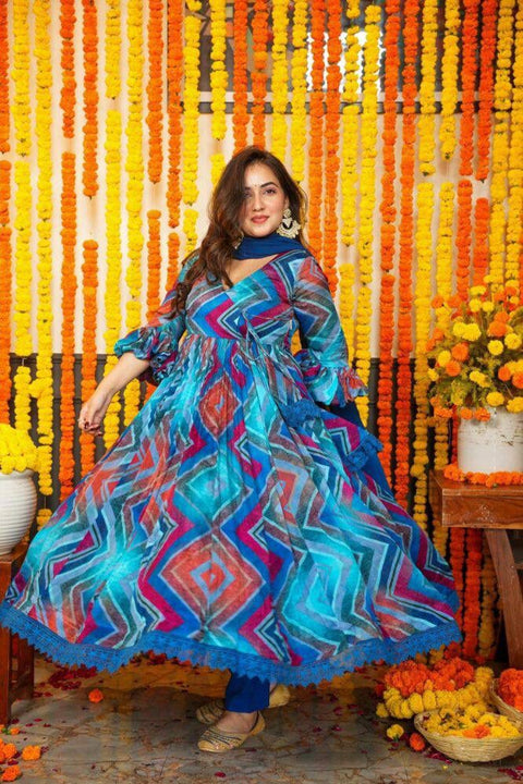 New Attractive Party Wear chiffon with printed Gown