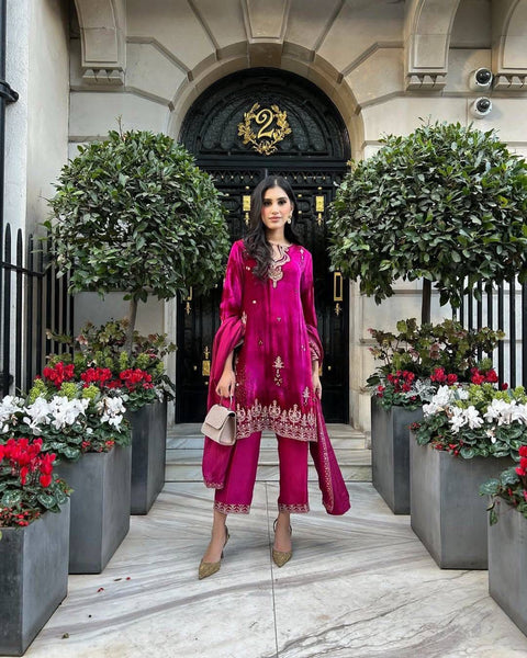 NEWLY LAUNCHED VELVET KURTI-PLAZZO SET