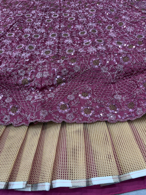 New Premium Chinon Silk Embellished With Heavy Thread Embroidery ,Glitter Dori And Heavy Sequins Work Lehenga