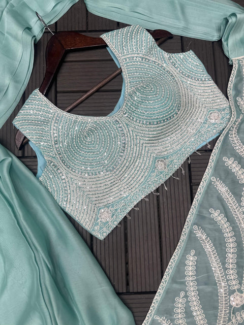 New Super Trending Embroidery Sequence work ready to wear saree