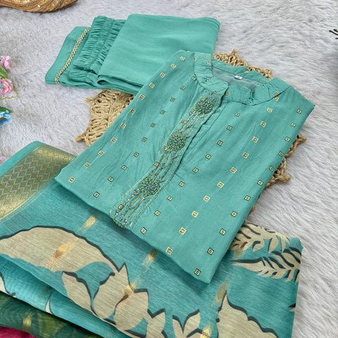 New Designers Kurti Pent Dupatta 3 pic Set