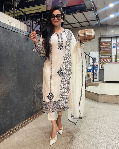 New Beautiful embroidery work  Ari WorkCreap kurti with pant