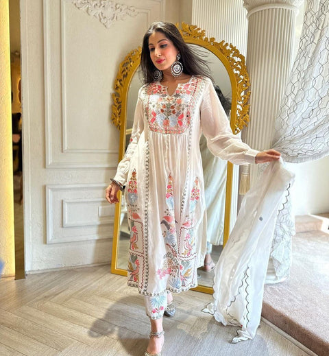 New Beautiful Heavy fox Georgette fabric Fancy moti Work Dress