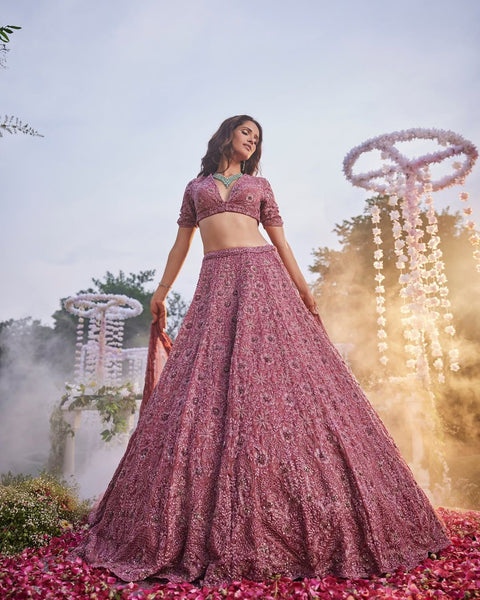 New Premium Chinon Silk Embellished With Heavy Thread Embroidery ,Glitter Dori And Heavy Sequins Work Lehenga