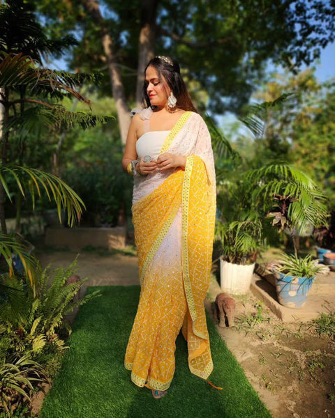 New Premium Beautiful Embroidery Work Saree