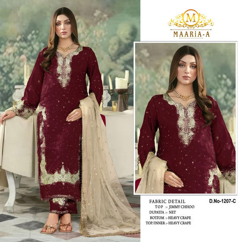 New premium Heavy Jimmy Cho with Embroidery Sequence Work With Moti Plazzo